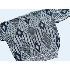 Vintage Exchange Unlimited 90s Faux Leather Patch Sweater Sz M